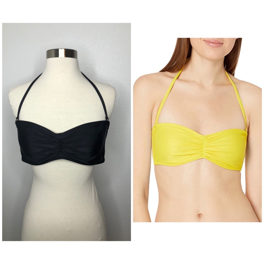 NWOT Mae Swimwear Black Rouched Bandeau Bikini Top size M